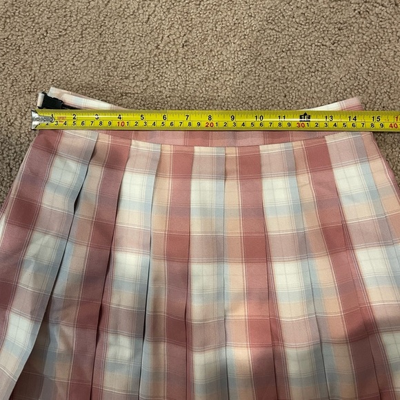 FRUIT SUGAR (Junior) Pleated Checkered Plaid Pink Mini Skirt - Picture 4 of 7